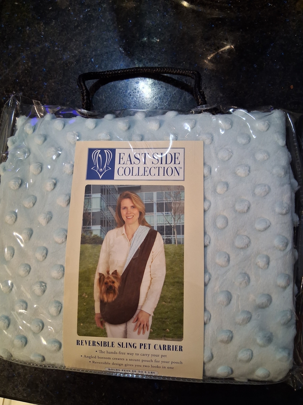 East Side Collection Light Blue Reversible Sling Pet Carrier